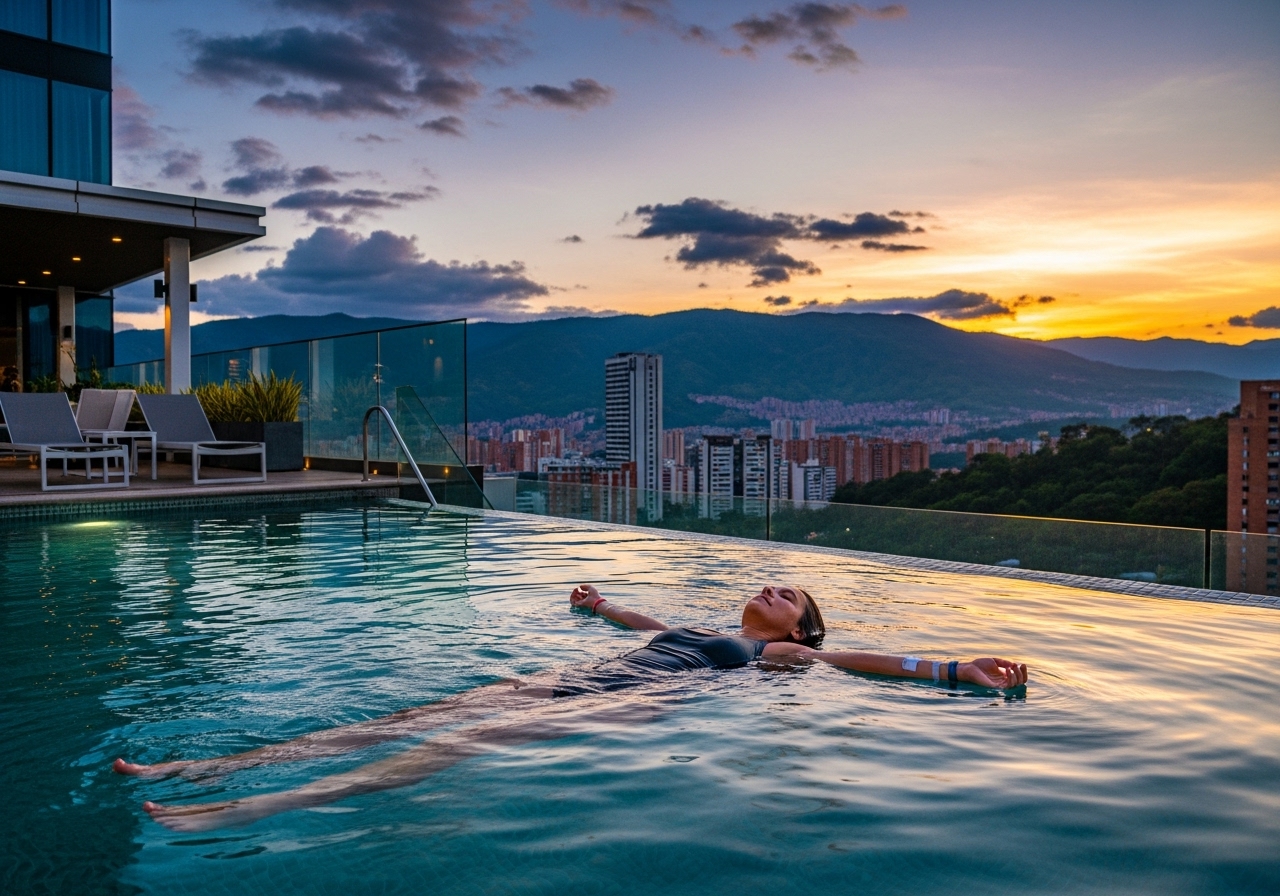 Horizonte de Medellín al atardecer